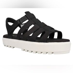 Toms Fisherman Lug Platform Sandals Black Size 10